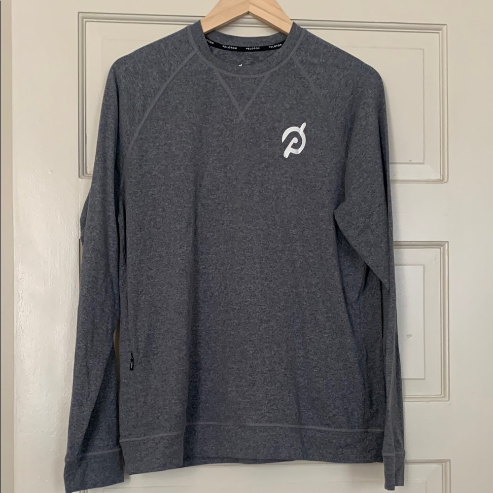 Peloton Gray Crewneck Sweater with Ribbed Cuffs